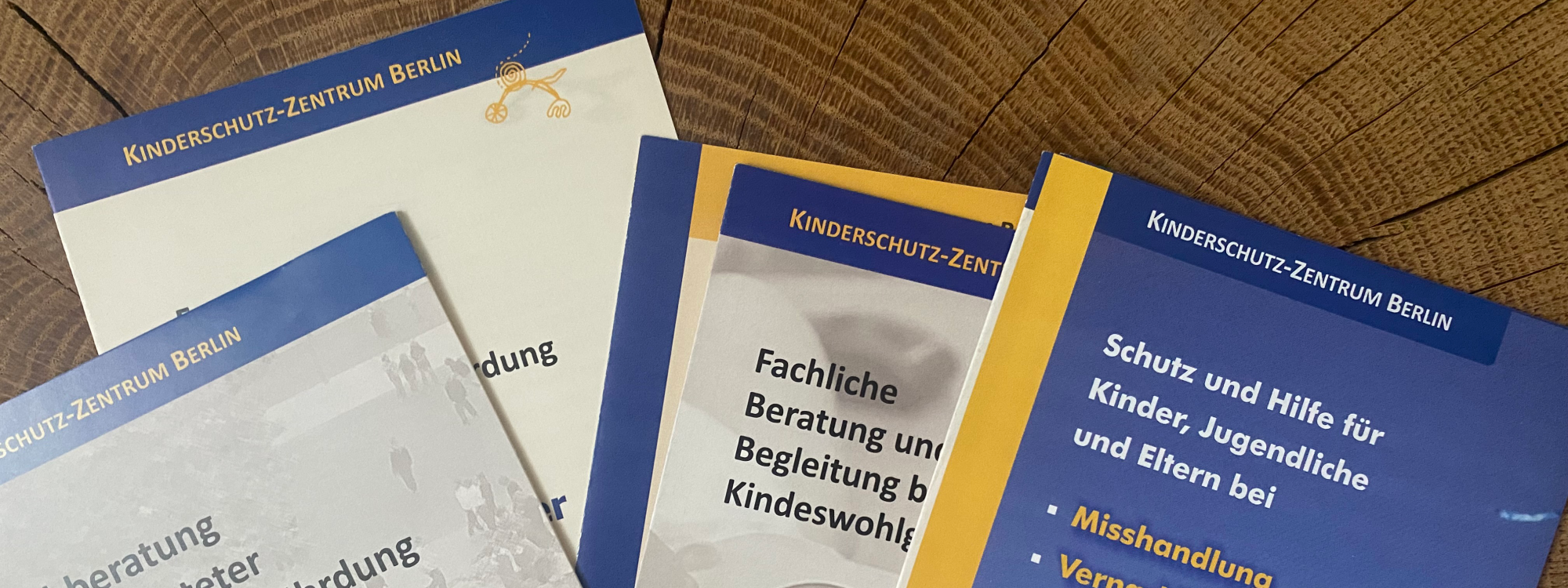 Informationsmaterial vom Kinderschutz-Zentrum liegt auf einem Tisch